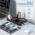 JUNNUJ Heavy Duty Surge Protector Power Strip with 6 Plug 4 USB Ports, 20 Amp 12 Gauge 6 FT Extension Cord with Multiple Outlets. Metal Wall Mount Outlet Extender for Garage Industrial Shop