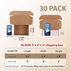 RLAVBL 9x6x3 Shipping Boxes Set of 30, White Corrugated Cardboard Mailer Box for Packing Mailing Small Business