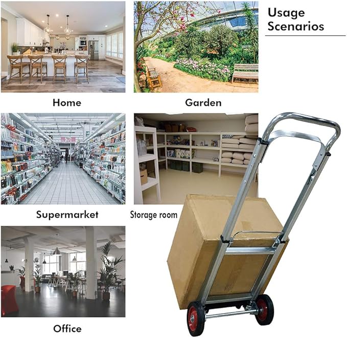 LEADALLWAY Hand Truck Aluminum Foldable Hand Cart with 6" Wheels 220 lbs Capacity