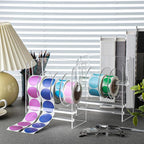 Qilery Adjustable Label Dispenser Acrylic Roll Sticker Dispenser Sticker Holder Organizer Label Stand for Holding Office and Home(4 Disks)