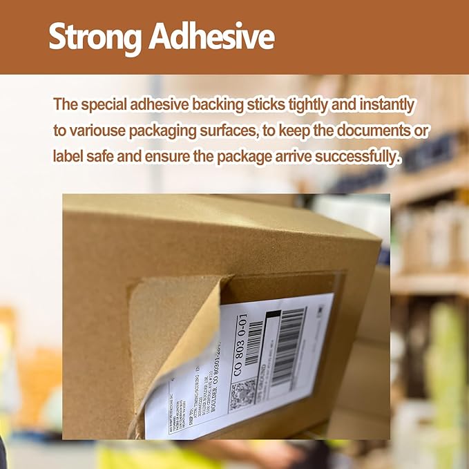 BEUYI (500 Pcs) 2.5 Mil Premium 7" x 10" Clear Adhesive Shipping Label Sleeves,Packing Slip Documents Envelopes Pouches