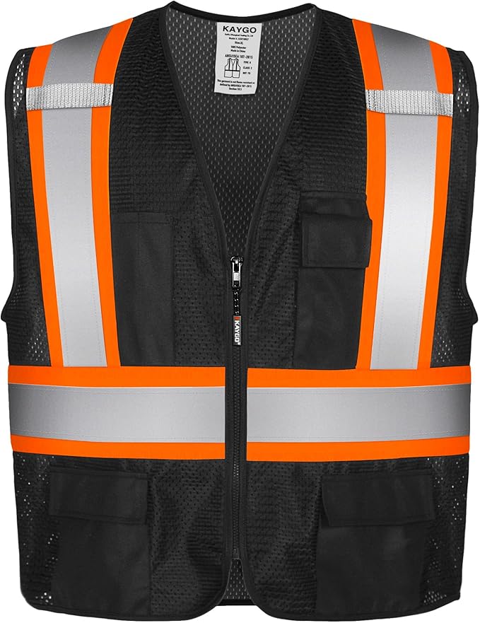 KAYGO Safety Vest with Pockets - High Visibility Reflective Vest ANSI Class 2 Construction Vest