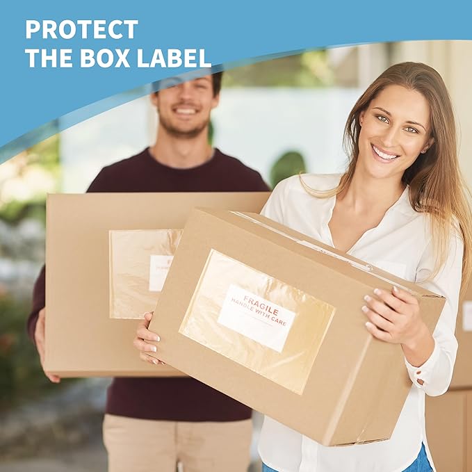 souG 100Pcs Self Adhesive Display Pockets - 8.5 x 11 Inch Paper Sleeves for Wall and Door Communication, Clear Adhesive Sheet Protectors for Office, School, Box Posting Signs