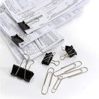 Binder and Paper Clips Set, 340 pcs Assorted Sizes in Container With Compartments - Silver Paper and Black Binder Clips for Home, School, Office Supplies