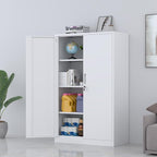Metal Storage Cabinet with Locking Doors and 3 Adjustable Shelves, 53.5-Inch Tall Lockable Steel Storage Cabinets for Home Office Garage Pantry (White)