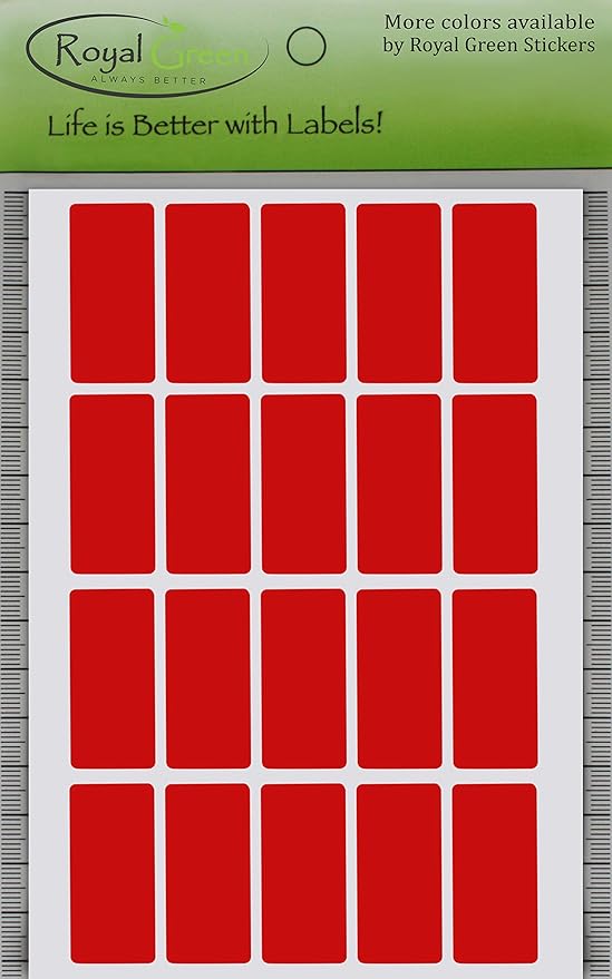 Royal Green Rectangular Red Sticker Labels 40mm x 19mm (1.57 inch x 0.75) - 2000 Pack