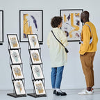 Tatuo 2 Pieces Foldable Magazine Rack Metal Catalog Literature Rack Portable 4 Pockets with Carrying Bag Brochure Stand Literature Display Holder Stand for Exhibition Trade Show