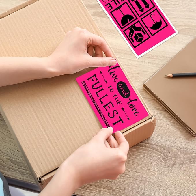 3x5 Inch Thermal Label Stickers,300Pcs Waterproof Rectangle Labels for Storage Bins,Moving Boxes,Address & Inventory Organization,Small Business Labeling,Fluorescent Pink