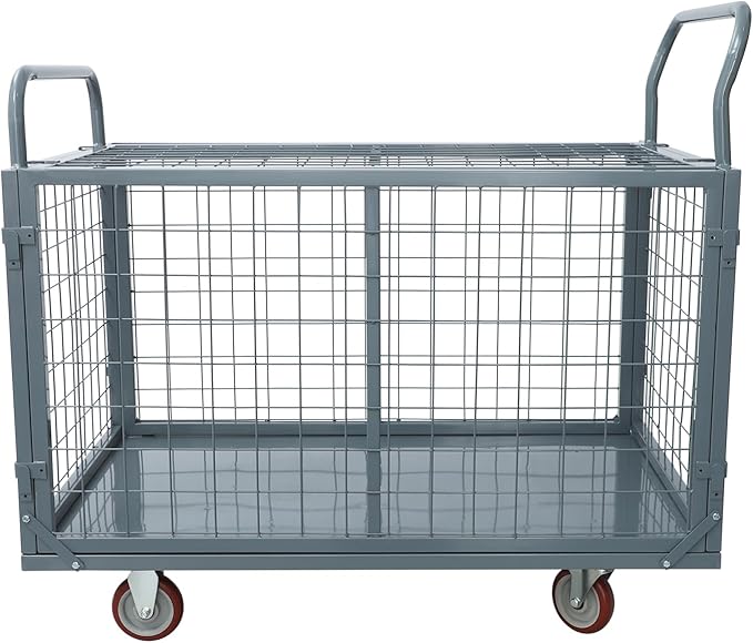 5 in 1 Mutipurpose Platform Truck Cart with Cage, 2200lbs Capacity Heavy Duty Rolling Cart Hand Truck with Wheels, 43.31"×27.56"×41.8" for Workshops Warehouses