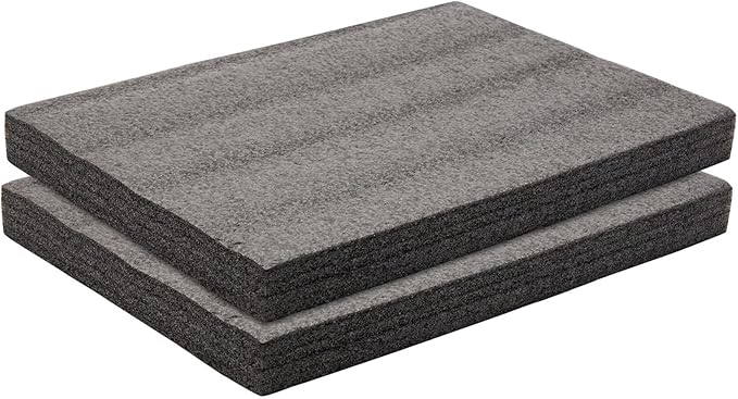 Okuna Outpost High Density Polyethylene Foam Sheet - Toolbox Foam Inserts - Customizable Pick & Pluck Pads - 16 x 12 x 1.5 in, Black, Pack of 2