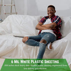Farm Plastic Supply - White Plastic Sheeting - 6 mil - (6' x 100') - Thick Plastic Sheeting, Heavy Duty Polyethylene Film, Drop Cloth Vapor Barrier Covering for Crawl Space