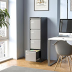 4 Drawer File Cabinet, Filing Cabinets for Home Office, Metal Vertical File Storage Cabinet with Lock, Locking File Cabinet for A4 Legal/Letter, 15" W x 17.7" D x 50.1" H, Assembly Required