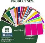 Marspark 600 Pieces Colored Labels Stickers 2" x 4" Large Color Coded Labels Stickers Moving Packing Label for Boxes in 20 Assorted Colors Name Tags for Boxes Storage Bins