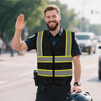 High Visibility Vest for Men Women 5 Pockets Safety Vest with Reflective Strips, Hi Vis Vest with Mesh Fabric, Breathable, (GR720-Black,M).
