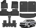 Hutisya-Floor Mats & Cargo Liner with Backrest Set Fit for Kia Sorento Hybrid 2021-2025 2026 All Weather Protection Anti-Slip & Durable TPE Full Set Liners Automotive Accessories-Black