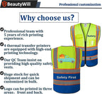 Custom Mesh Safety Vest 5 Pack Customized Logo Class 2 High Visibility Reflective Vest with Pockets Construction workwear（Yellow Blue，XL ）
