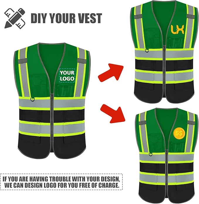 BeautyWill Custom Logo 10/20 Pack Safety Vest Class2 High Visibility Vest with Pockets Breathable Construction Vest Bulk