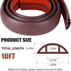 MYFAMIREA 10FT Floor Cord Cover for Wire Self Adhesive Cable Cavity Management PVC Extension Cord Hider Power Floor Wire Protector Cover Prevent Cable Trip for Office Home Outdoor (Brown, 1.97'')