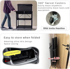 Lumizone Folding Tool Cart with Drawer and Pegboard Hooks Rolling Utility Service Cart on Wheels for Garage Organizer Foldable Power Tool Storage Heavy Duty Steel (Tool Cart with Drawer+Hooks)