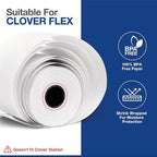 Clover Flex Paper Rolls - 10 Rolls - 2 1/4'’ x 50’- 48 GSM - Clover Flex Receipt Paper Compatible for C401, C403, C405 and C406 POS Machines - BPA Free Material