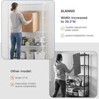ALANNG 40" W Foldable 5-Tier Storage Shelves with Wheels, Adjustable & Removable Metal Rack, Heavy Duty Rolling Organizer for Kitchen, Garage, Closet, Pantry, and Office (White,1 Pack)
