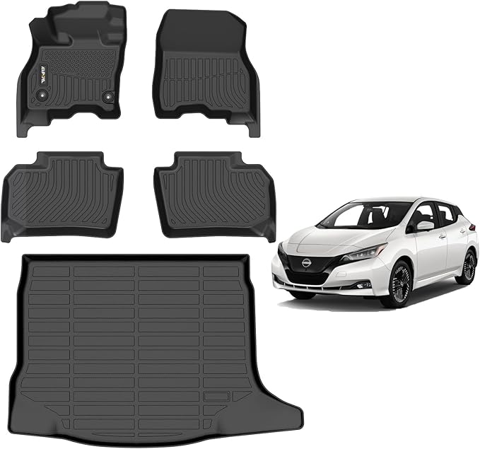 AIPOIL® Floor Mats & Cargo Liner Set for 2018-2025 Nissan Leaf All Weather Protection TPE Anti-Slip Automotive Full Set Custom Car Mats Accessories - Black