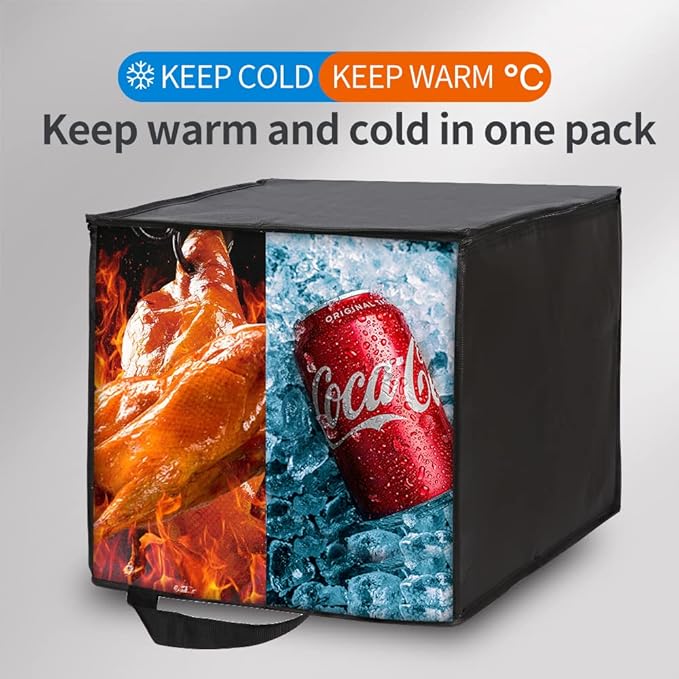 Bodaon Insulated Pizza Delivery Bag, 16" x 16" x 14" Pizza Warmer Bags for Carry Hot, Commercial Delivery Bag, Food Warmers for Parties, Pizza Pack Insulation, Pizza Carrier, Black, 1-Pack