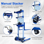 122" 400lbs Material Lift Winch Stacker, Hand Winch Lift Truck with Fixed-Leg, Manual Material Lifter Pallet Stacker for Contractor, Workshop, Industrial, 34.60" L x 24.80" W