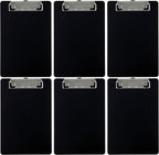 Trade Quest Memo Clipboard 6'' x 9'' Low Profile Clip Plastic (6-Pack) (Black)
