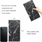 2Pack Leather Car Registration and Insurance Card Holder, Car Document Holder for Cards License with Magnetic Shut (Marble Black)