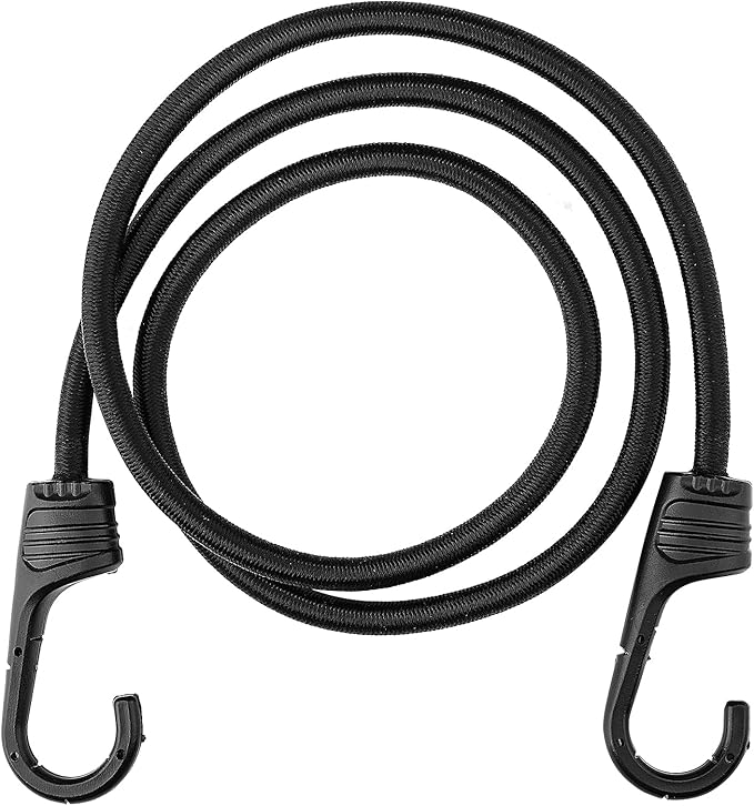 ZHOUBIN 48 Inch Black Bungee Cords with Hooks Heavy Duty, 1 Pcs