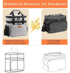 Double Deck Large Lunch Box, Insulated Heavy Duty Lunch Bag Waterproof Leakproof Durable Cooler Bag for Men Women Adults Work Picnic Camping Daytrip,16L,Grey, GLENKEY