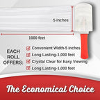 12 Pack Industrial Strength Mini Hand Stretch Wrap with 2 Plastic Handles, 60 Gauge Thick, 5" x 1000 Ft Roll, Shrink Wrap Roll for Moving Pallets, Plastic Wrap for Packing, Heavy Duty Stretch Film