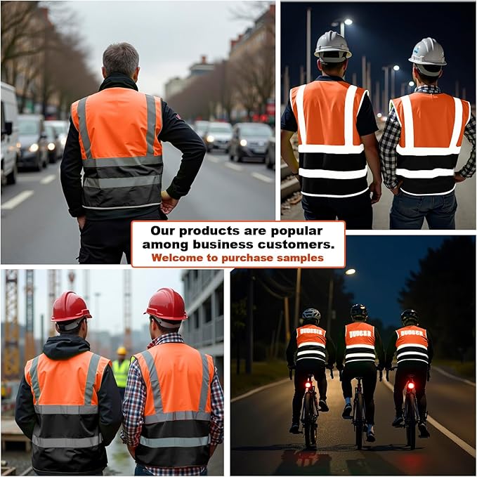 BeautyWill 10/20 Pack Custom Logo Safety Vest,Bulk High Visibility Class 2 Reflective Work Vests