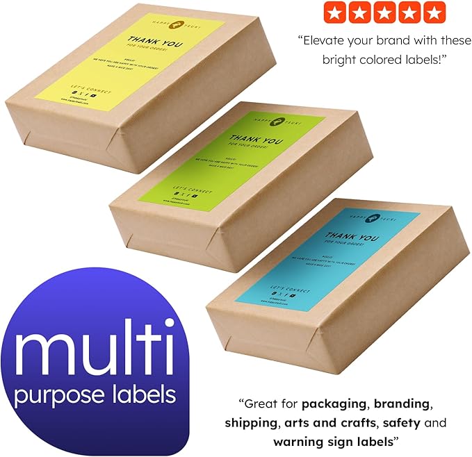 Custom Bright Neon Color Labels, Print Your Own Stickers, Upload Your Design for Printing - Smooth Matte Finish, Strong Adhesive, Crack and Peel - 6" x 9" - 25 Sheets per Pack (Red)