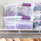 Sterilite 12-Pack 15 Quart ClearView Latch Box, Stackable Organizer Bins with Latching Lids - Clear Plastic Organization Containers for Closet, Bedroom, Shelving Units and Everyday Home Storage