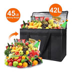 Bodaon 2-Pack Insulated Food Delivery Bag, XX-Large Reusable Grocery Shopping Bag, Frozen Food Cold, Bodaon Cooler Bags with Zippered Top, Black