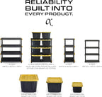 CX Black & Yellow, 5-Tier Heavy Duty Plastic Storage Shelving Unit, 200lbs/shelf (72”H x 48”W x 20”D), for Garage Storage, Warehouse & Basement Use, Modular Rack