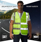 SIFE Reflective Safety Vest High Visibility Vest With 7 Pockets And YKK Zipper, ANSI/ISEA Class 2 Standard, Made With 3M Reflective Tape(03YG-Yellow,XL)
