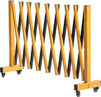 11FT Industrial Expandable Barricade Folding Security Gate with Wheels,Retractable Driveway Gate with Aluminum Fence(Yellow, 11FT)