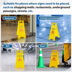 2 Pack 17.5 Inch Blank Floor Sign Yellow A-frame Foldable Caution Sign Write-On Double Sided Safety Warning for Pool Restaurant Restroom Office