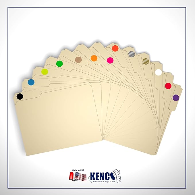 Kenco Color Coding Circle Dot Sticker Labels on a roll (Mix N Match 10 Pack, 1 INCH 1000 Stickers)
