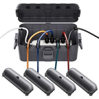 RESTMO 5-Piece Outdoor Waterproof Electrical Box Set – 12.5" x 8.5" x 5" Large & 7.1" x 2.3" x 2.3" Small, Weatherproof Boxes for Power Strip, Outlet, Plug, Socket, Timer, Holiday Light, Gray
