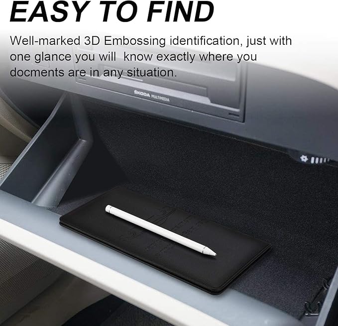 Cacturism Car Registration and Insurance Holder with Magnetic Shut, Vehicle Glove Box Car Organizer, Men Women Interior Car Accessories for Cards, Essential Document, Driver License, Black