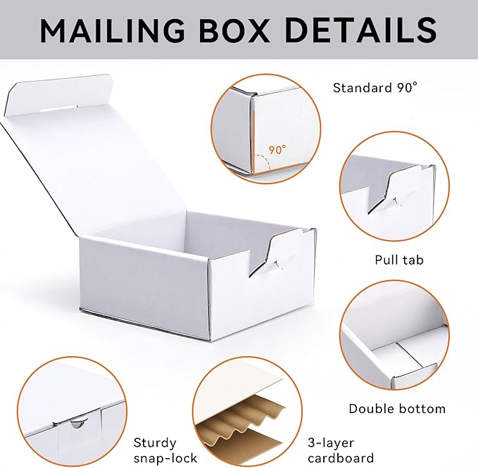 Small Shipping Boxes 3.5x3.3x1.6 Inches, 10-Pack White Corrugated Cardboard Gift Boxes for Mailing, Packaging & Storage