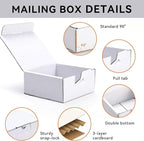 Small Shipping Boxes 3.5x3.3x1.6 Inches, 10-Pack White Corrugated Cardboard Gift Boxes for Mailing, Packaging & Storage
