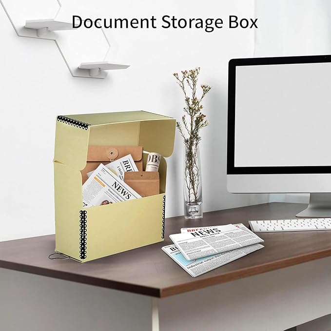 Lineco Archival Document Storage Box with Metal Edge, Acid-Free Tan Boxboard, Organize and Store Files, Prints, Photos, Letter-Sized Case 12.5" x 10.5" x 5" Wide