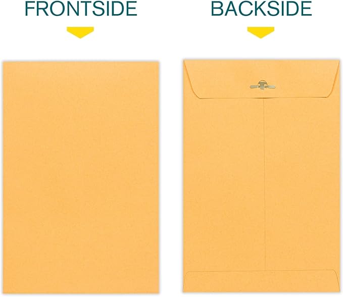 EnDoc Clasp Envelopes - 15 Pack Brown Kraft Catalog Envelopes 6x9 Inch with Clasp Closure & Gummed Seal - 28lb Heavyweight Paper Letter Envelopes for Home, Office, Mailing, Business, Legal or School