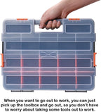 AIRTOON Tool Box Organizer Interlocking Black Small Parts Organizer for Fasteners and Crafts w/Removable Dividers (2 Piece Pack)