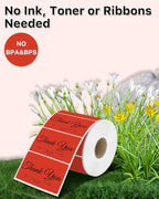 iEager 3" x 2" Thermal Labels, Rectangle Thermal Printer Stickers, Self-Adhesive Durable Sticker with Perforation Line, 500 Labels/Roll, Red